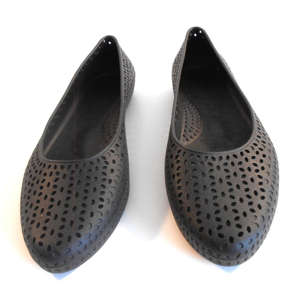 Kabashi Black Cut-Out Rubber Flats-Bendable, Light Weight, Size 7